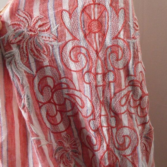 Akemi + Kin Anthropologie Audria Peasant Blouse Striped Small Embroidered Boho - Picture 6 of 11